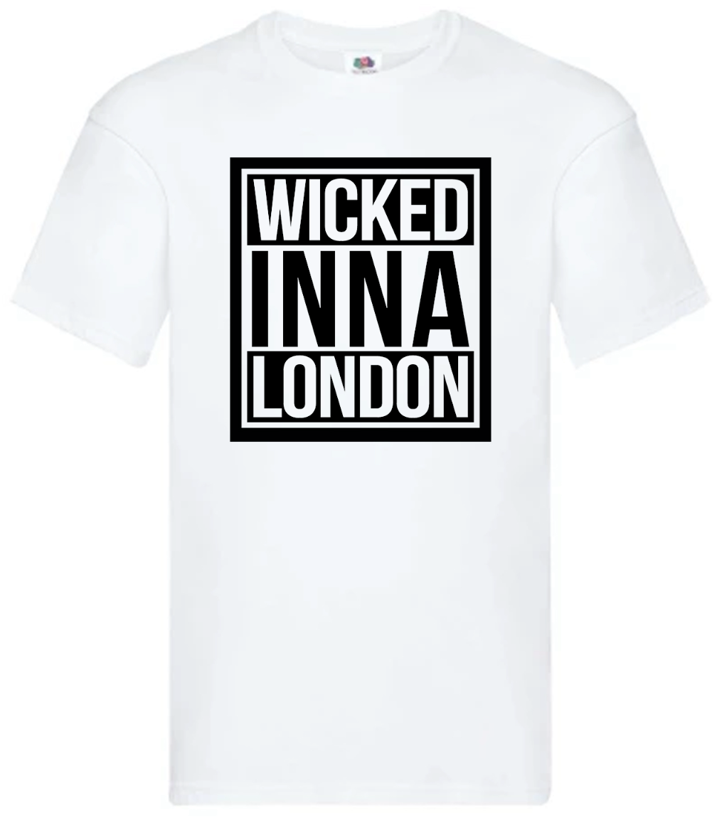 'Wicked Inna London' T-Shirt - white tee with black print